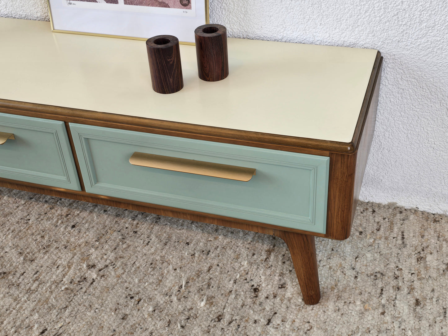 MID CENTURY LOWBOARD Tv Sideboard Nuss Holz vintage Kommode Schubladen