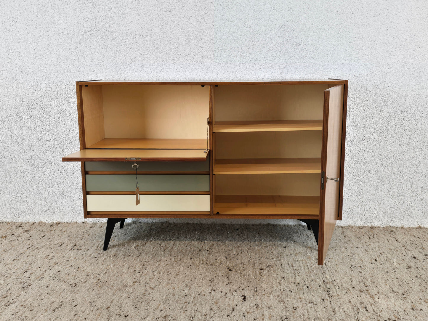 TEAK KOMMODE Sideboard Holz Tv Vintage 60er Schubladen midcentury