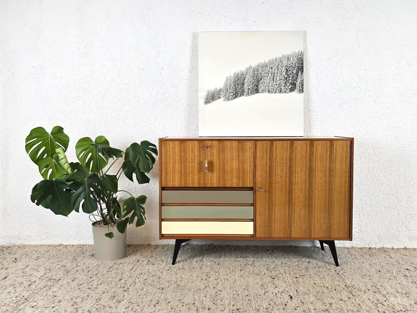 TEAK KOMMODE Sideboard Holz Tv Vintage 60er Schubladen midcentury