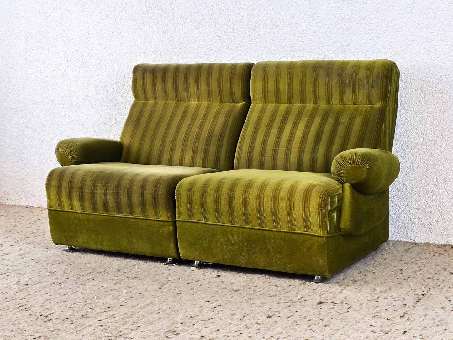 VINTAGE 2ER SOFA grün stoff mid century 60s sessel couch retro modular