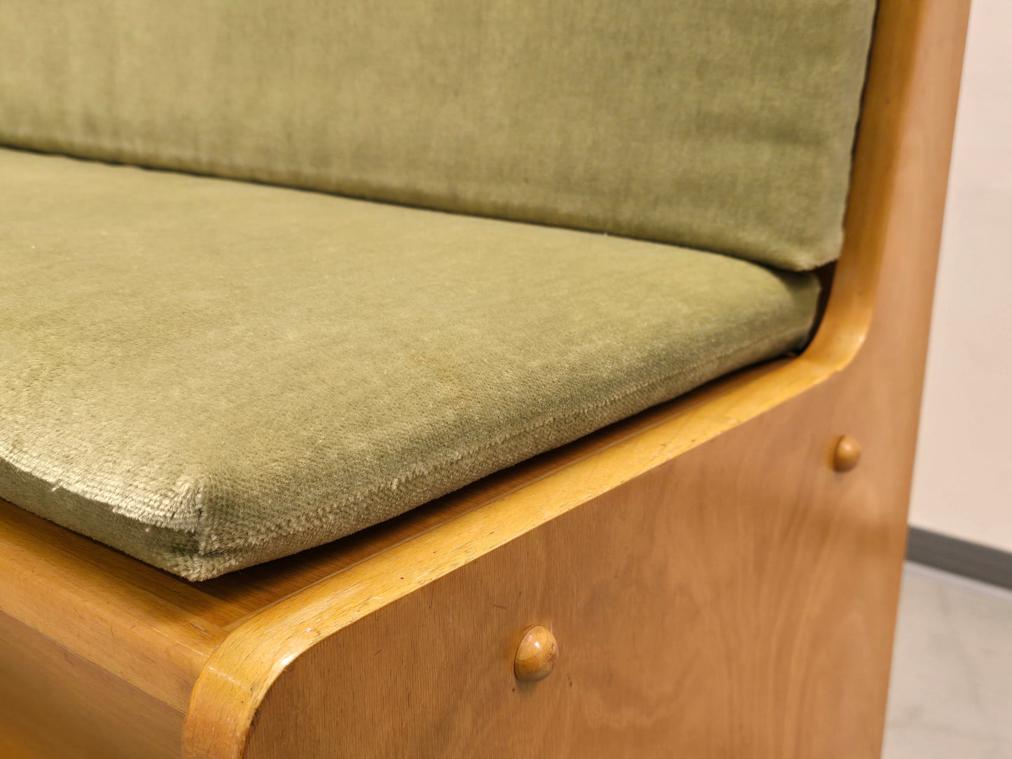 VINTAGE ECKBANK holz grün polster esstisch bank stuhl esszimmer ddr mid century retro