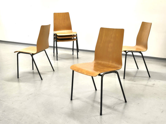 HILLER STAPELSTUHL vintage stuhl küche esszimmer holz metall industrial büro