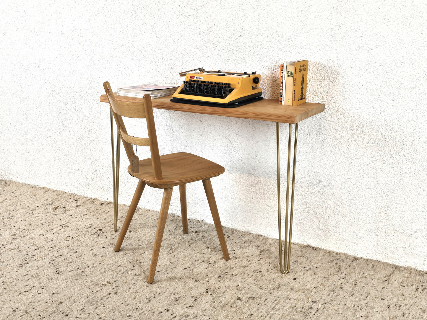 WAND SCHREIBTISCH klein Holz Gold Konsole Tisch Küche Vintage Home Office