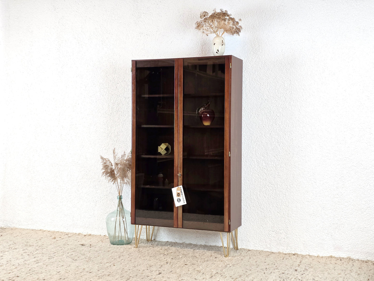 WK MÖBEL VITRINE PALISANDER holz vintage regal schrank bücher küche