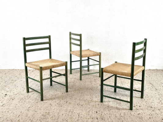 VINTAGE STUHL grün geflecht boho italienisch esszimmer küche esstisch