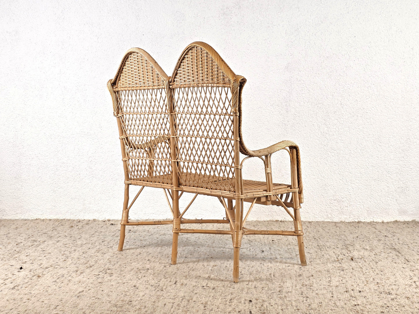 1960ER RATTAN SITZBANK sofa sessel vintage stuhl sitzbank esszimmer couch boho designer