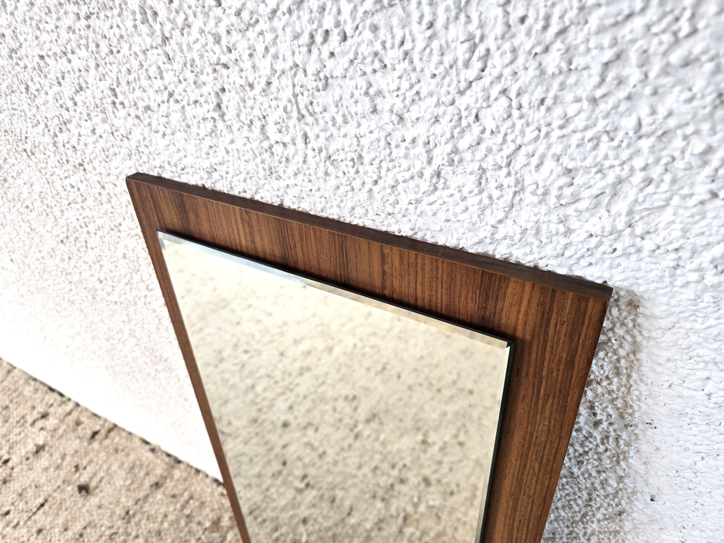 TEAK SPIEGEL wandspiegel vintage mid cenutry danish 1960s geschliefenes glas