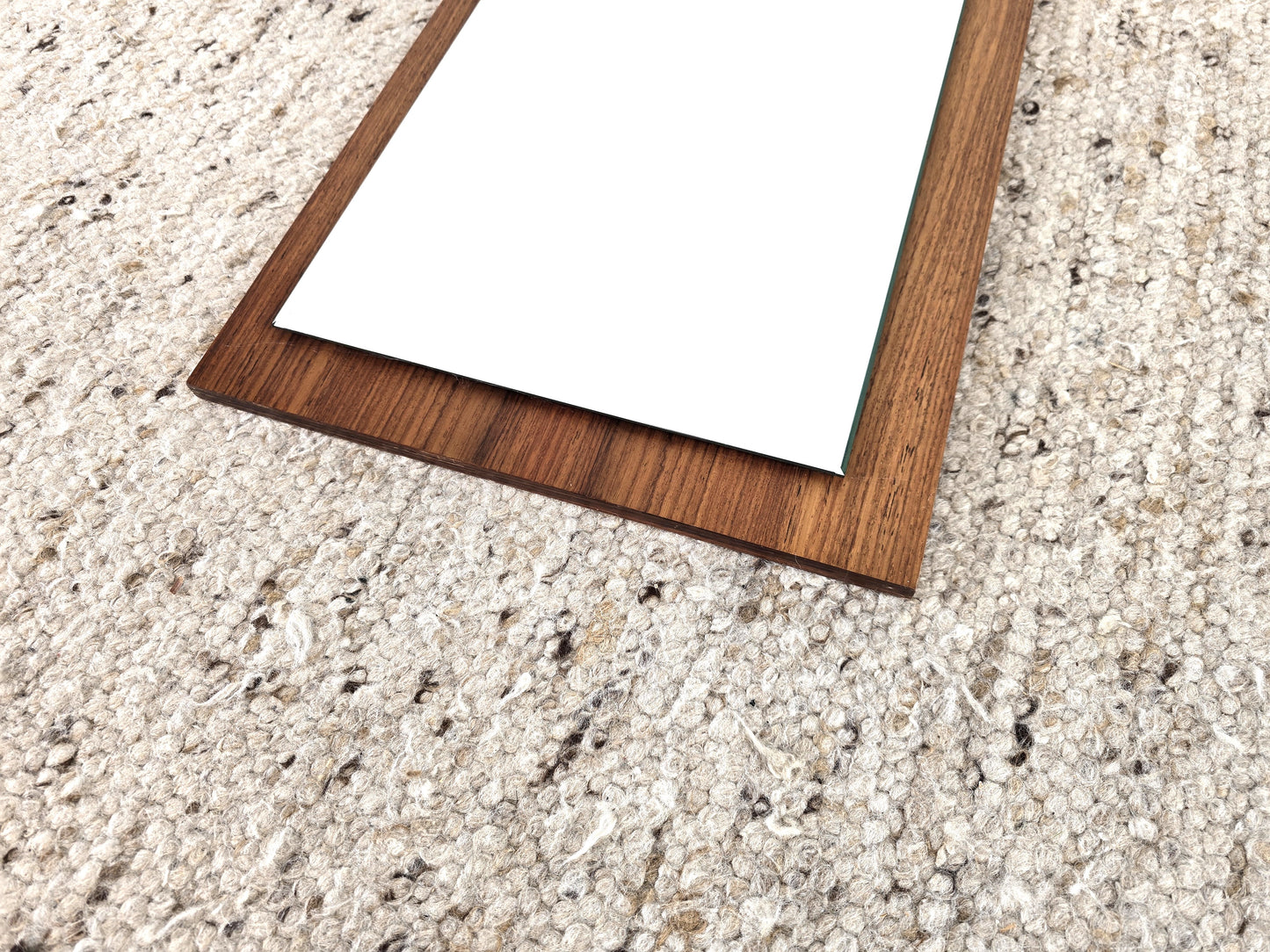 TEAK SPIEGEL wandspiegel vintage mid cenutry danish 1960s geschliefenes glas