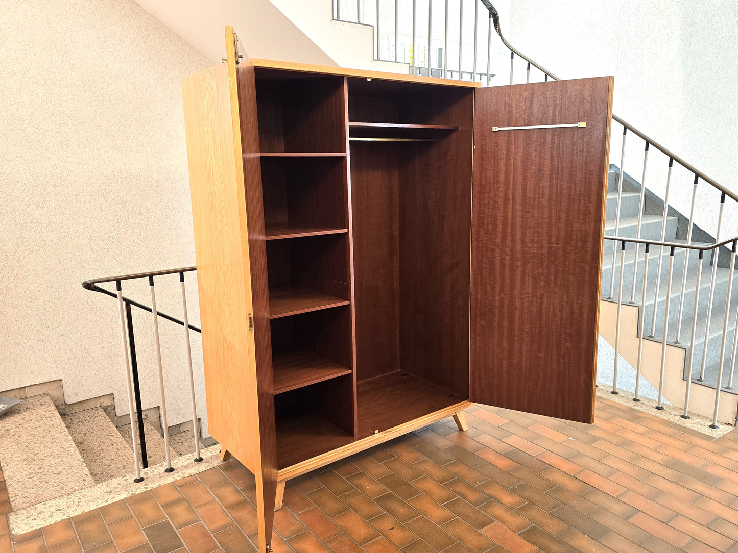 VINTAGE KLEIDERSCHRANK rüster holz schrank mid century 1960s retro kommode