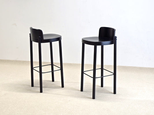 HOLZ BARHOCKER stuhl theke küche schwarz hocker lehne barstuhl