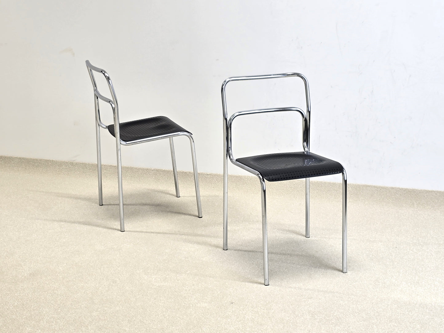 BAUHAUS STAPELSTUHL chrom schwarz stuhl küche esstisch postmodern vintage