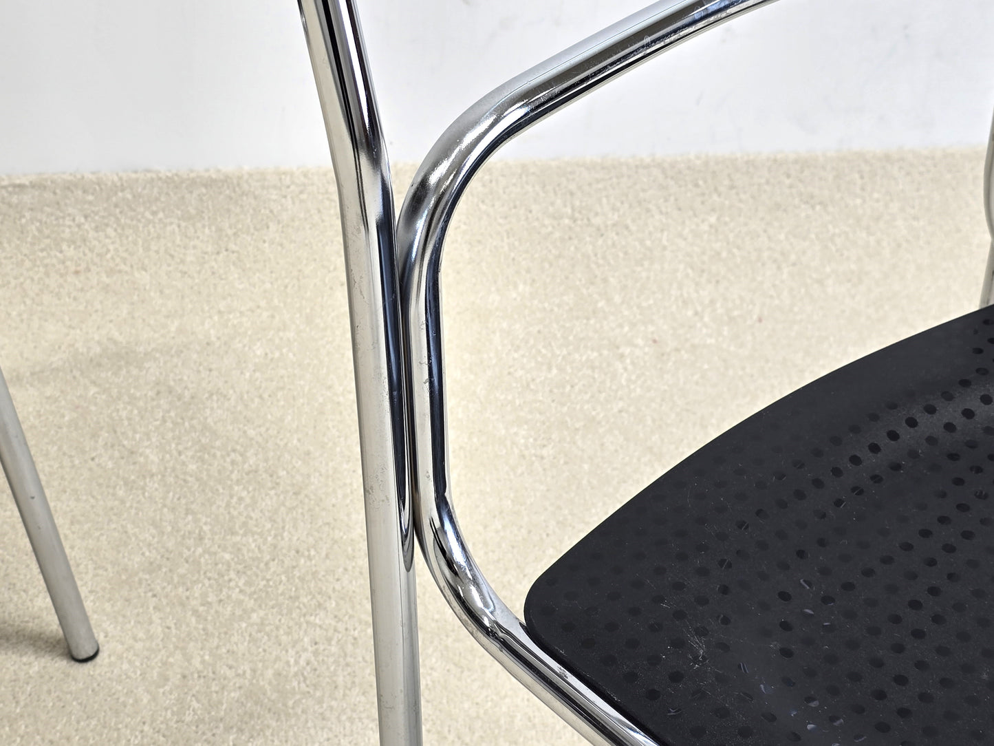 BAUHAUS STAPELSTUHL chrom schwarz stuhl küche esstisch postmodern vintage