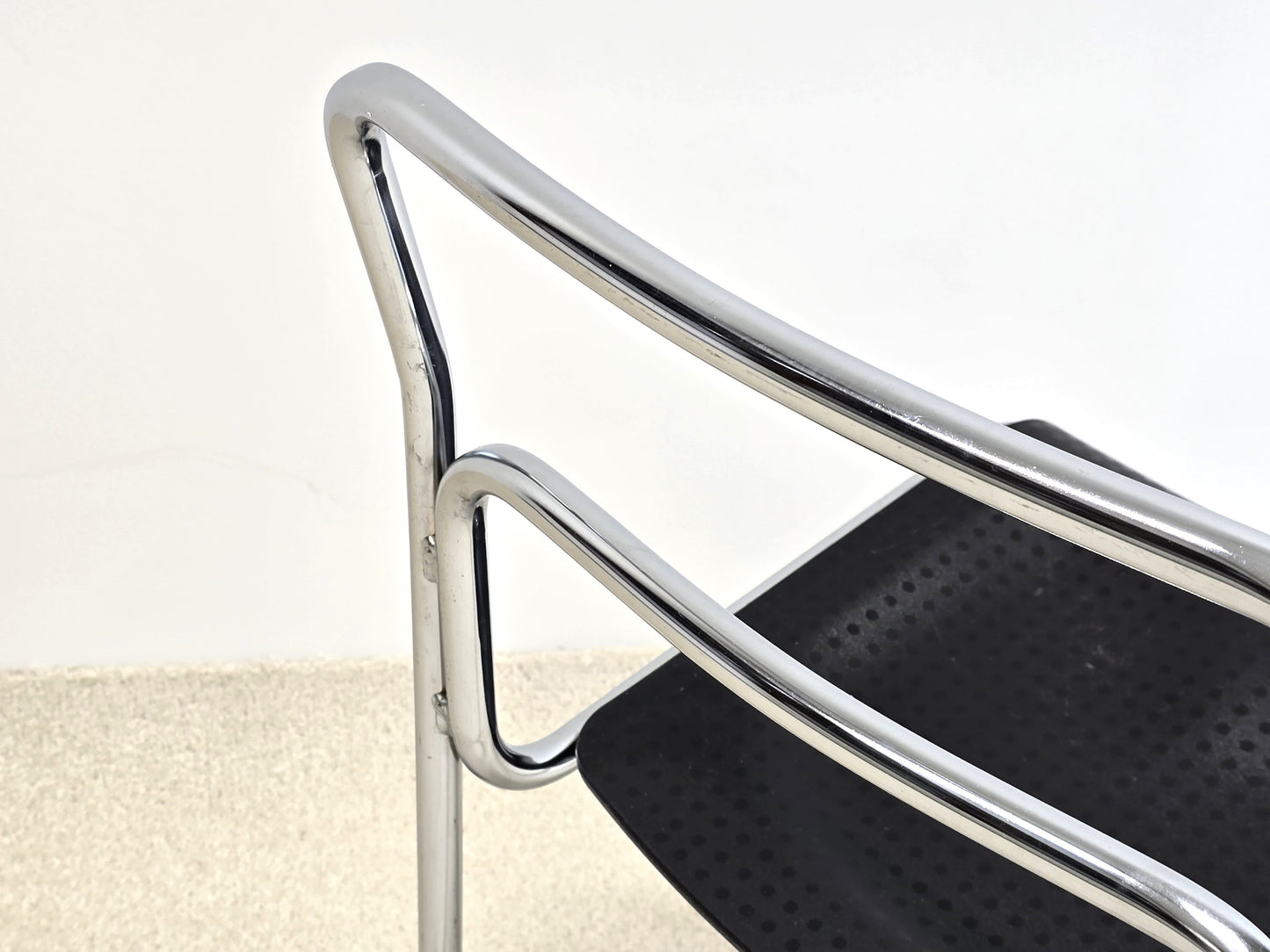 BAUHAUS STAPELSTUHL chrom schwarz stuhl küche esstisch postmodern vintage