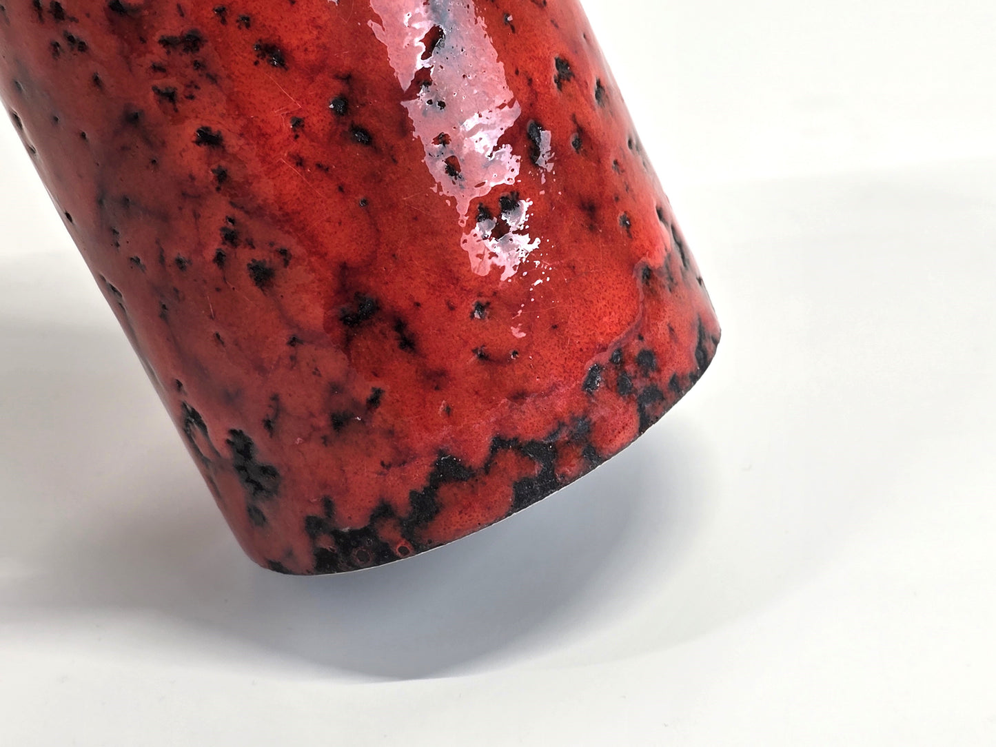 MID CENTURY LAVA VASE vintage keramik rot mid century lava pottery gefäß 60s
