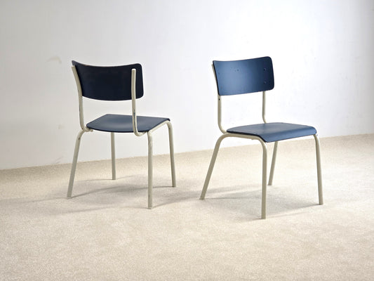 INDUSTRIAL 2ER SET STUHL blau weiß stapelstuhl küche esstisch stapelbar