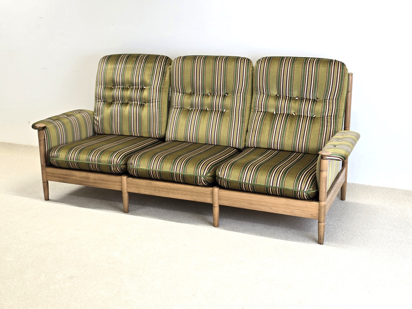 1960ER SOFA couch vintage 3sitzer holz mid century grün sessel schlafsofa
