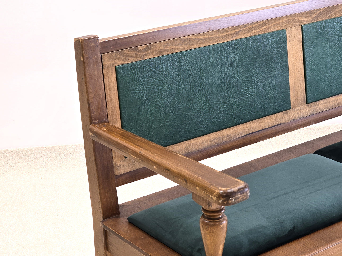 VINTAGE SITZBANK holz massiv grün bank stuhl esstisch esszimmer küche