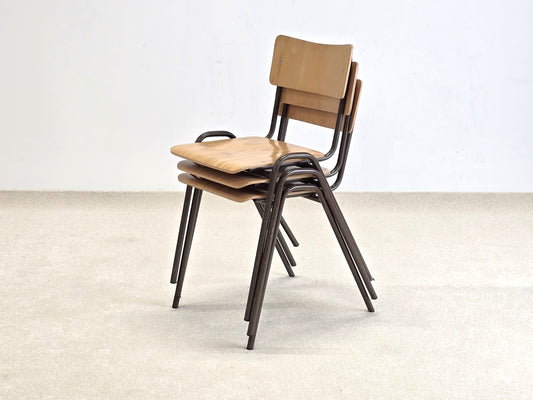 3ER SET INDUSTRIAL STUHL stühle stapelbar küche esszimmer esstisch holz metall