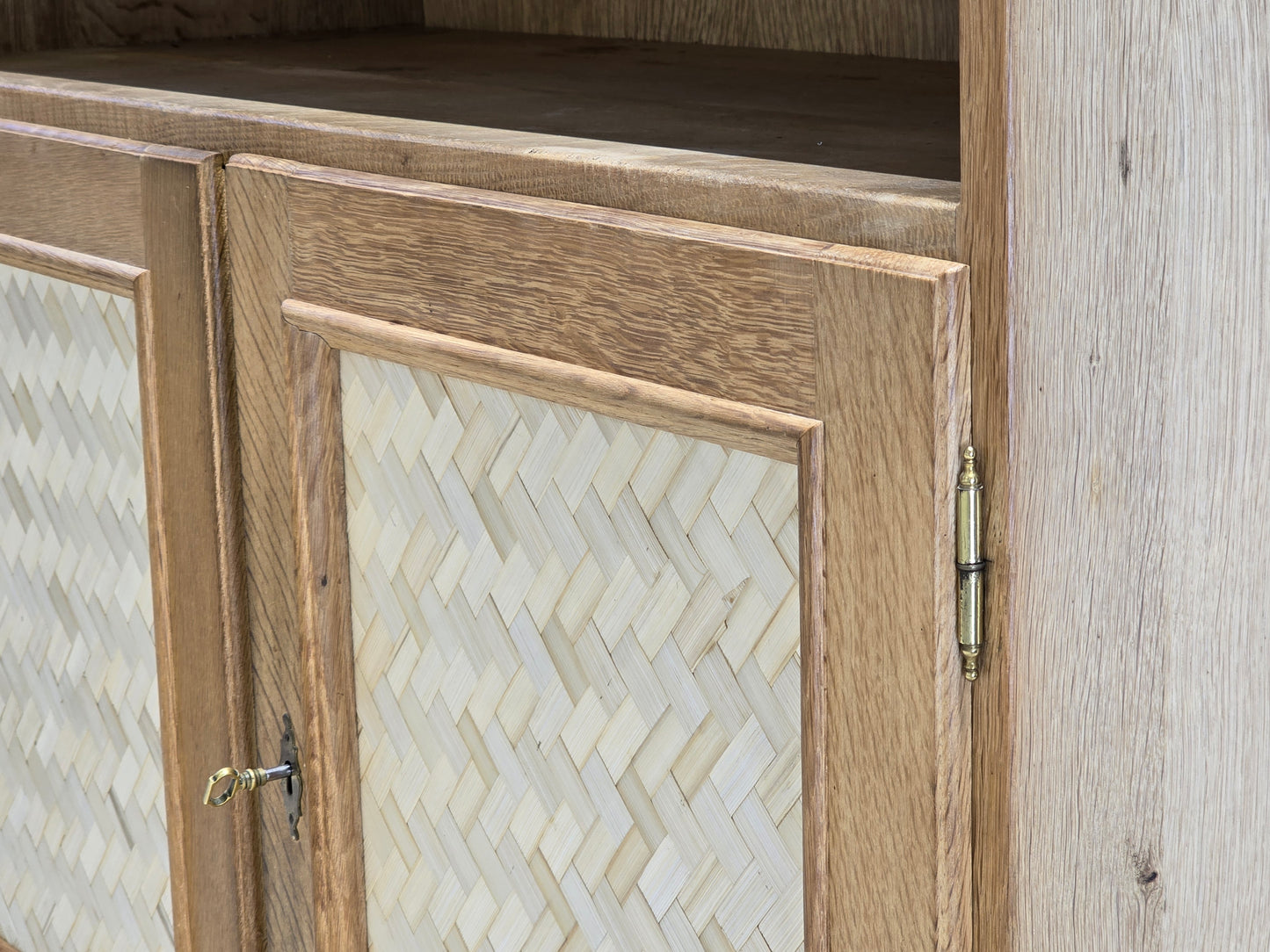 MASSIVHOLZ EICHE SCHRANK kleider kommode holz regal tv bogo geflecht vintage
