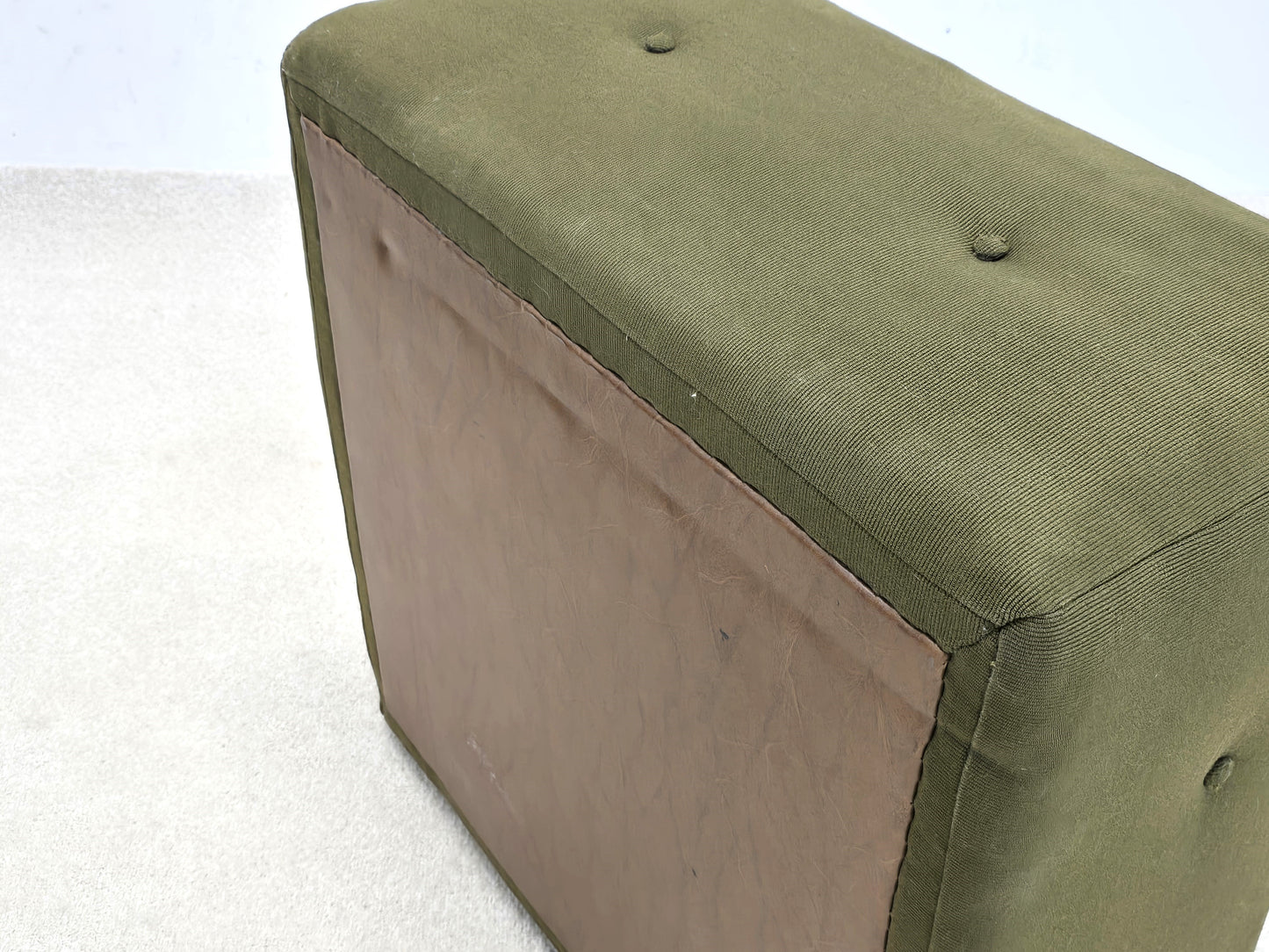 VINTAGE HOCKER pouf sitzkissen grün sitzgruppe sessel sofa boden couchtisch