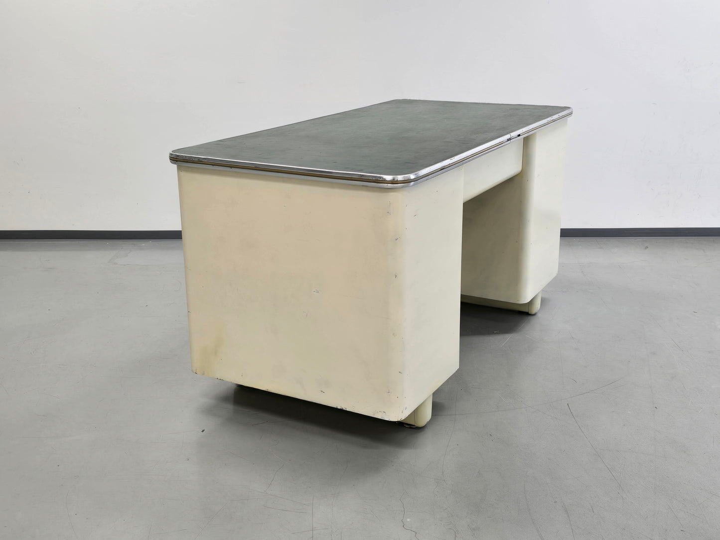 1950ER JAHRE SCHREIBTISCH metall arzt büro weiß grün vintage tisch werkbank werkstatt