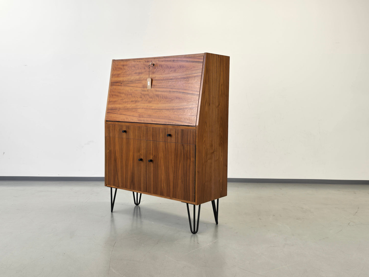 VINTAGE SEKRETÄR kommode schreibtisch holz nussbaum 60s retro midcentury