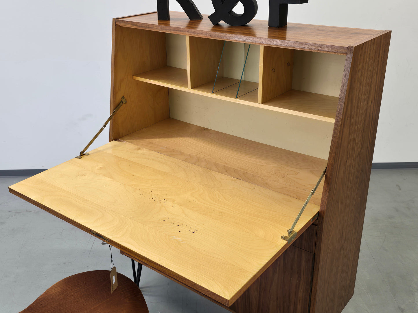 VINTAGE SEKRETÄR kommode schreibtisch holz nussbaum 60s retro midcentury