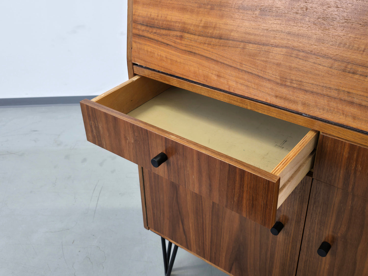 VINTAGE SEKRETÄR kommode schreibtisch holz nussbaum 60s retro midcentury