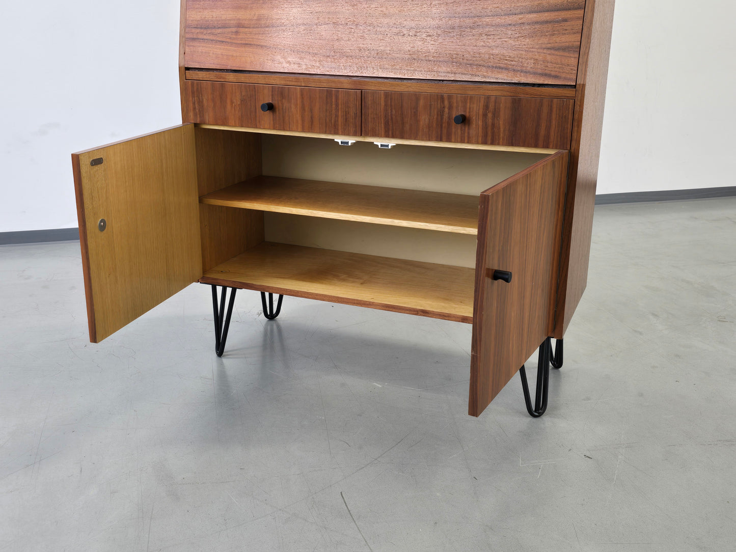 VINTAGE SEKRETÄR kommode schreibtisch holz nussbaum 60s retro midcentury