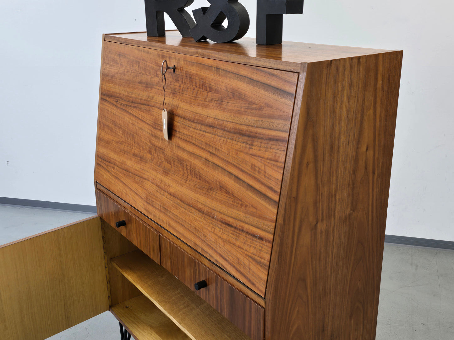 VINTAGE SEKRETÄR kommode schreibtisch holz nussbaum 60s retro midcentury
