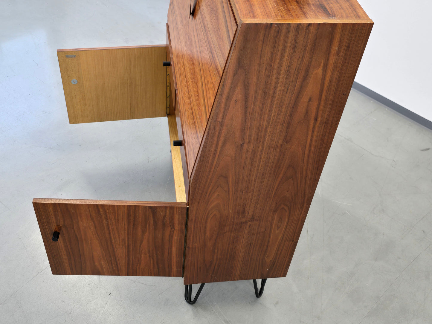 VINTAGE SEKRETÄR kommode schreibtisch holz nussbaum 60s retro midcentury