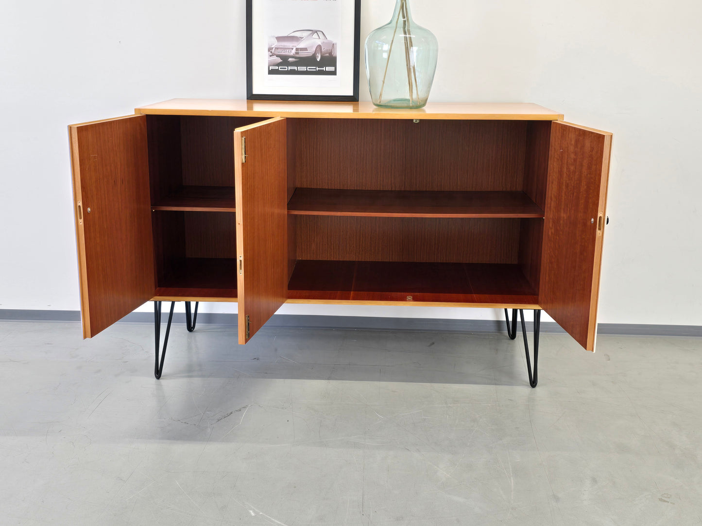 MID CENTURY SIDEBOARD kommode kleider schrank 60s vintage tv hifi highboard