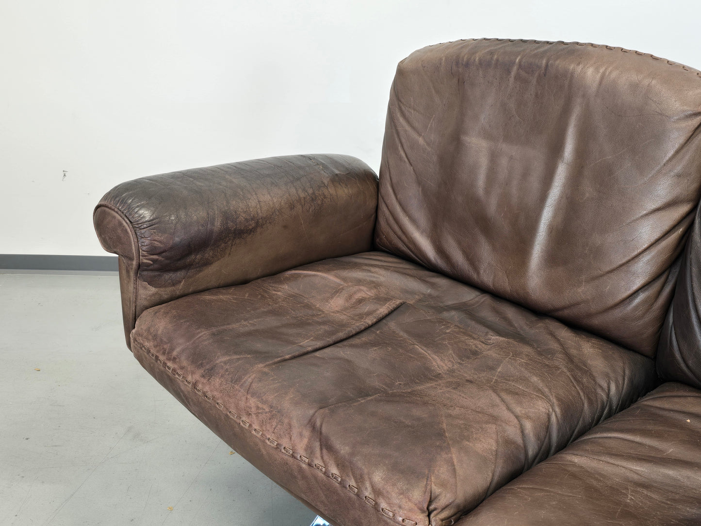 DE SEDE SOFA couch garnitur ds31 leder metall chrom tv sessel relax ds35 braun