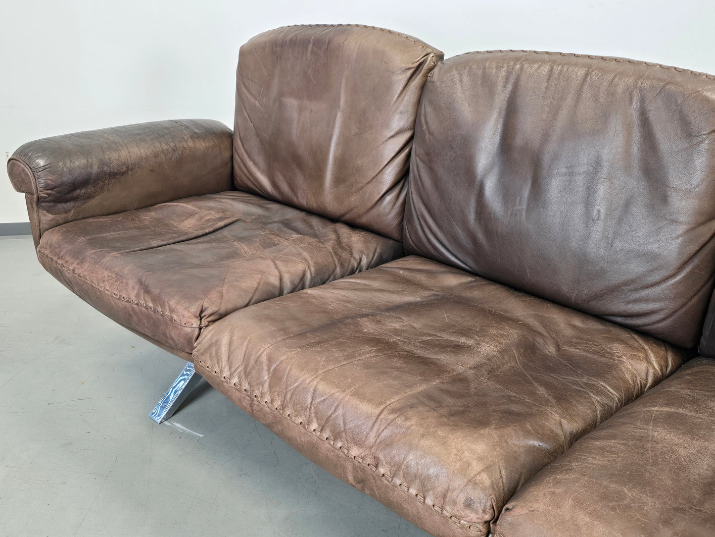 DE SEDE SOFA couch garnitur ds31 leder metall chrom tv sessel relax ds35 braun