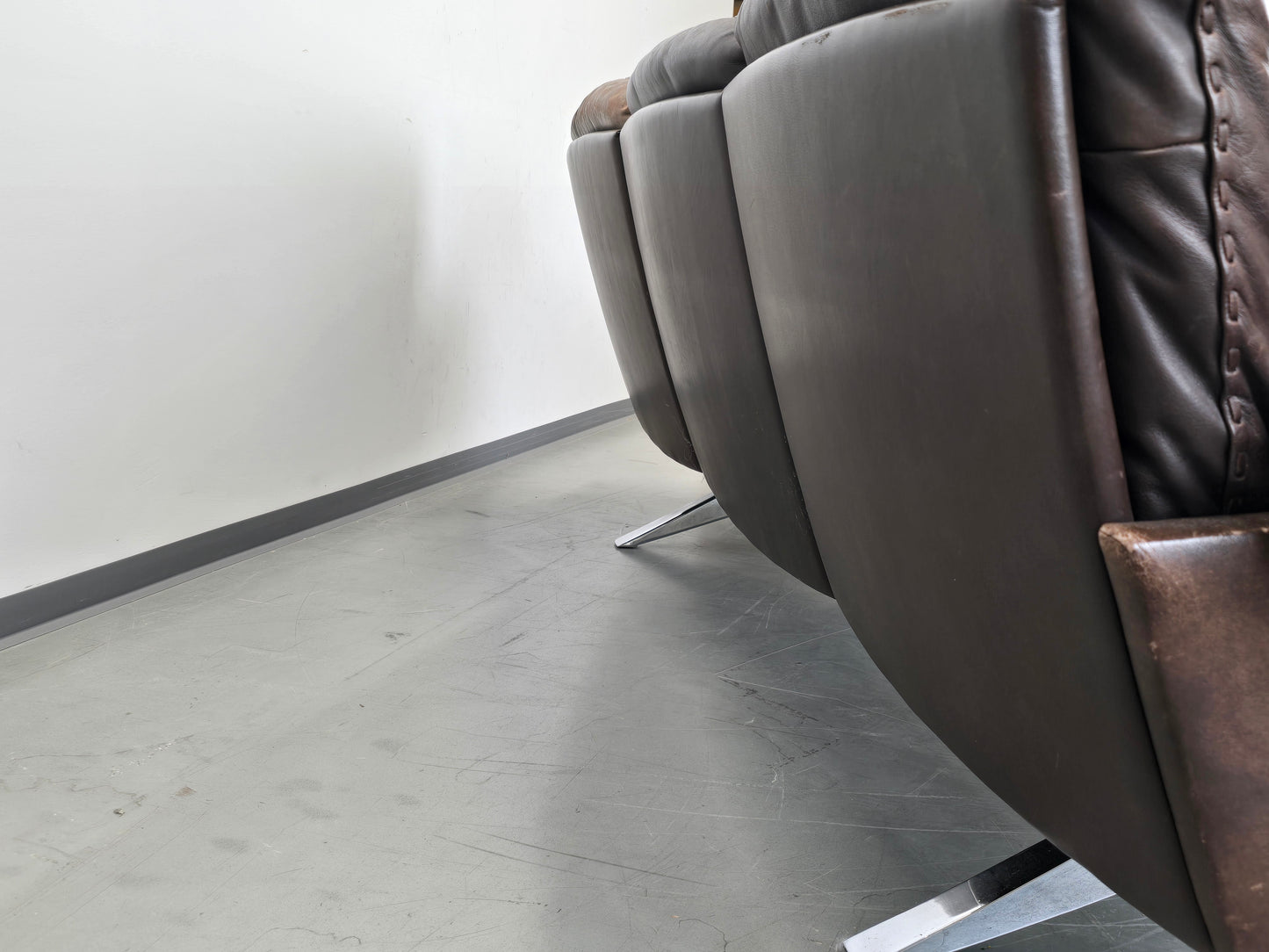 DE SEDE SOFA couch garnitur ds31 leder metall chrom tv sessel relax ds35 braun