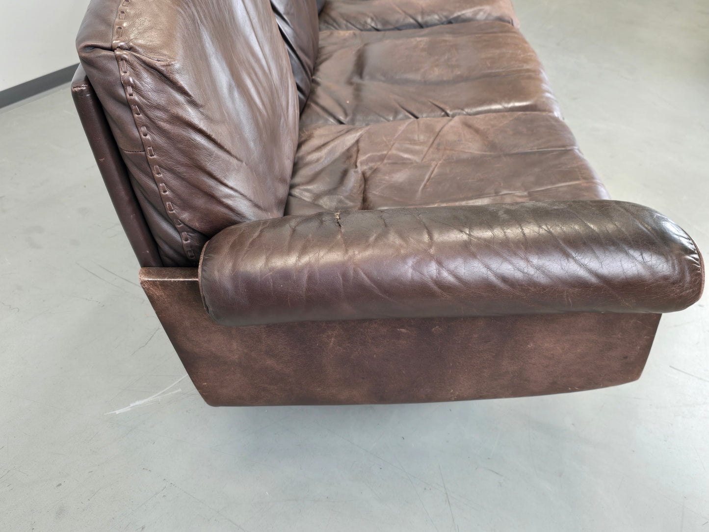 DE SEDE SOFA couch garnitur ds31 leder metall chrom tv sessel relax ds35 braun