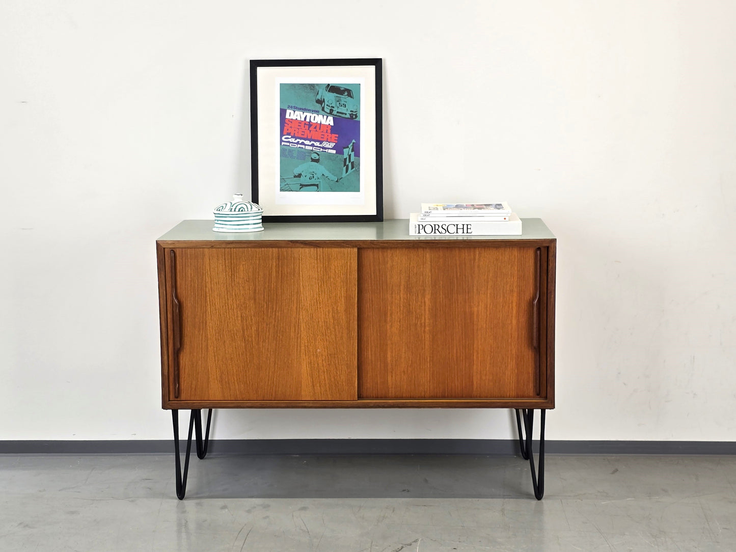 MID CENTURY TEAK SIDEBOARD kommode tv board schiebtüren holz vintage