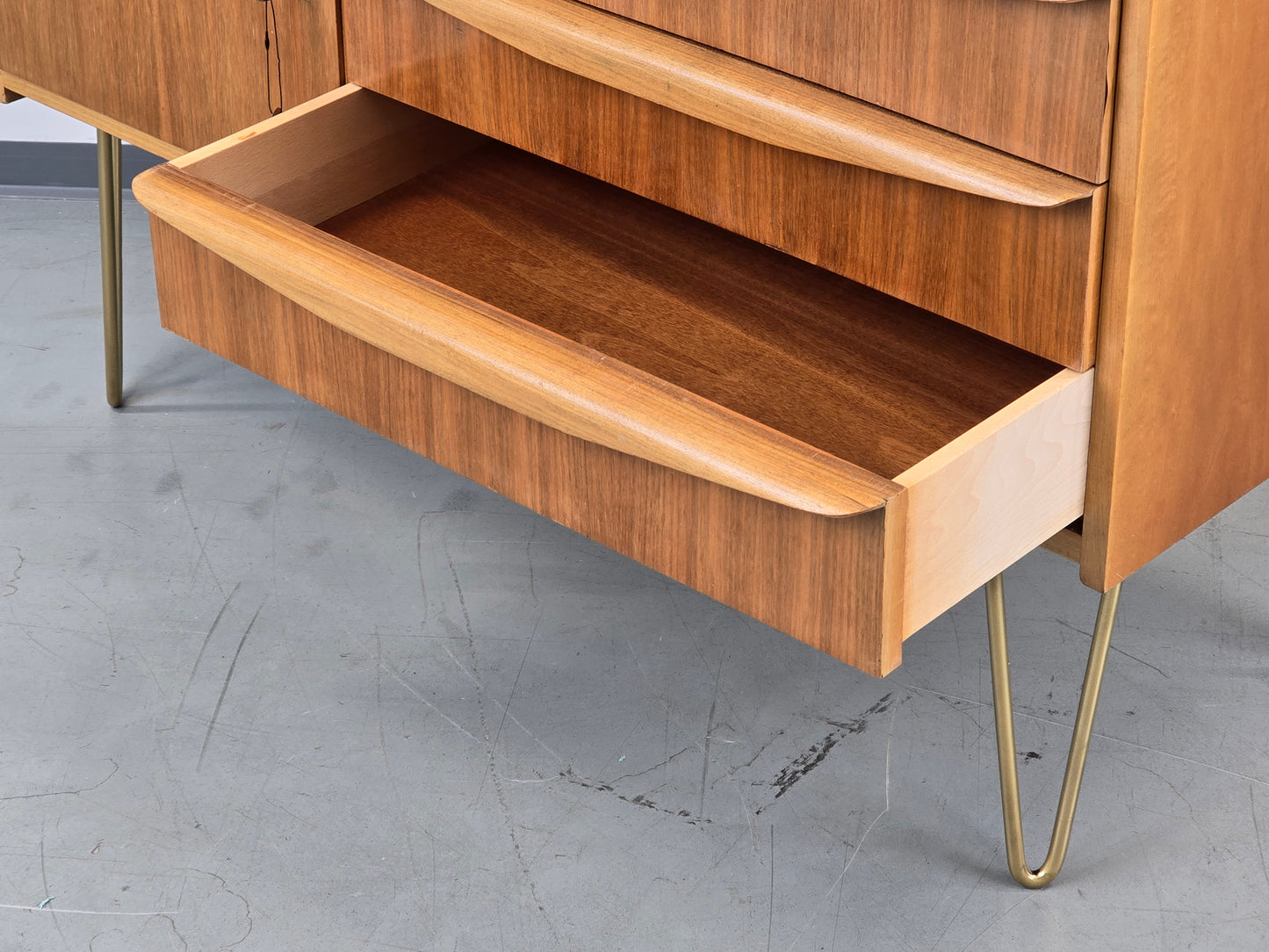 MID CENTURY SIDEBOARD holz nussbaum kommode tv lowboard vinage schubladen