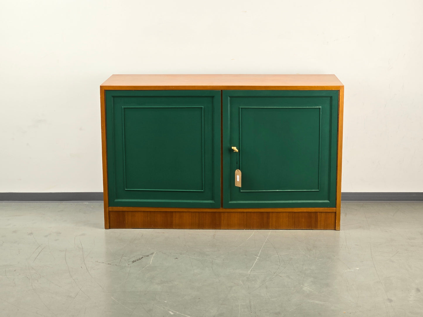 VINTAGE KOMMODE sideboard holz nussbaum tanngrün gold tv möbel wohnzimmer bar