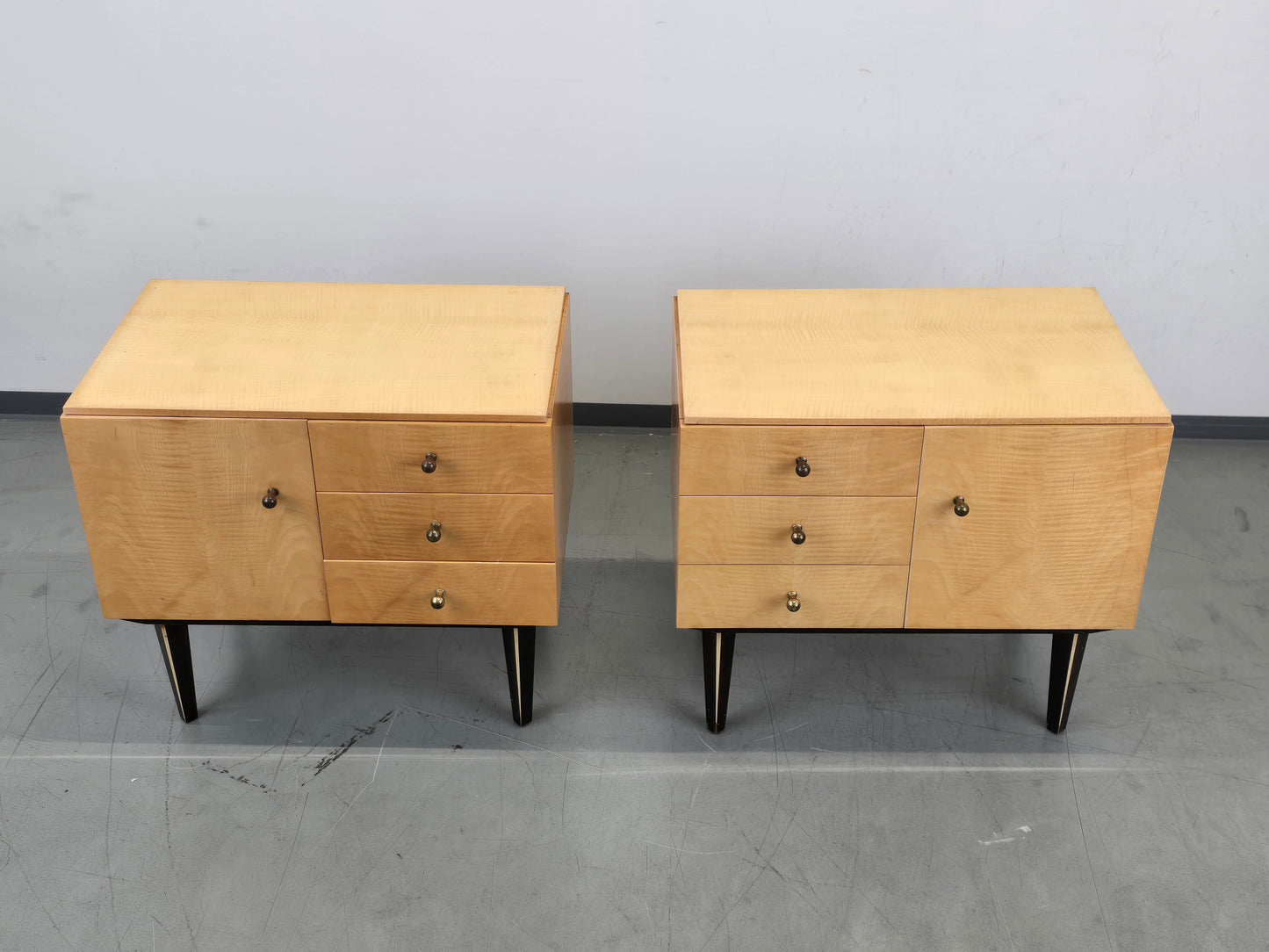 MID CENTURY NACHTTISCH SET vintage holz kommode schlafzimmer ablage
