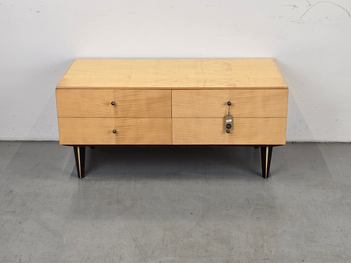 MID CENTURY TV LOWBOARD sideboard kommode holz beige vintage schubladen