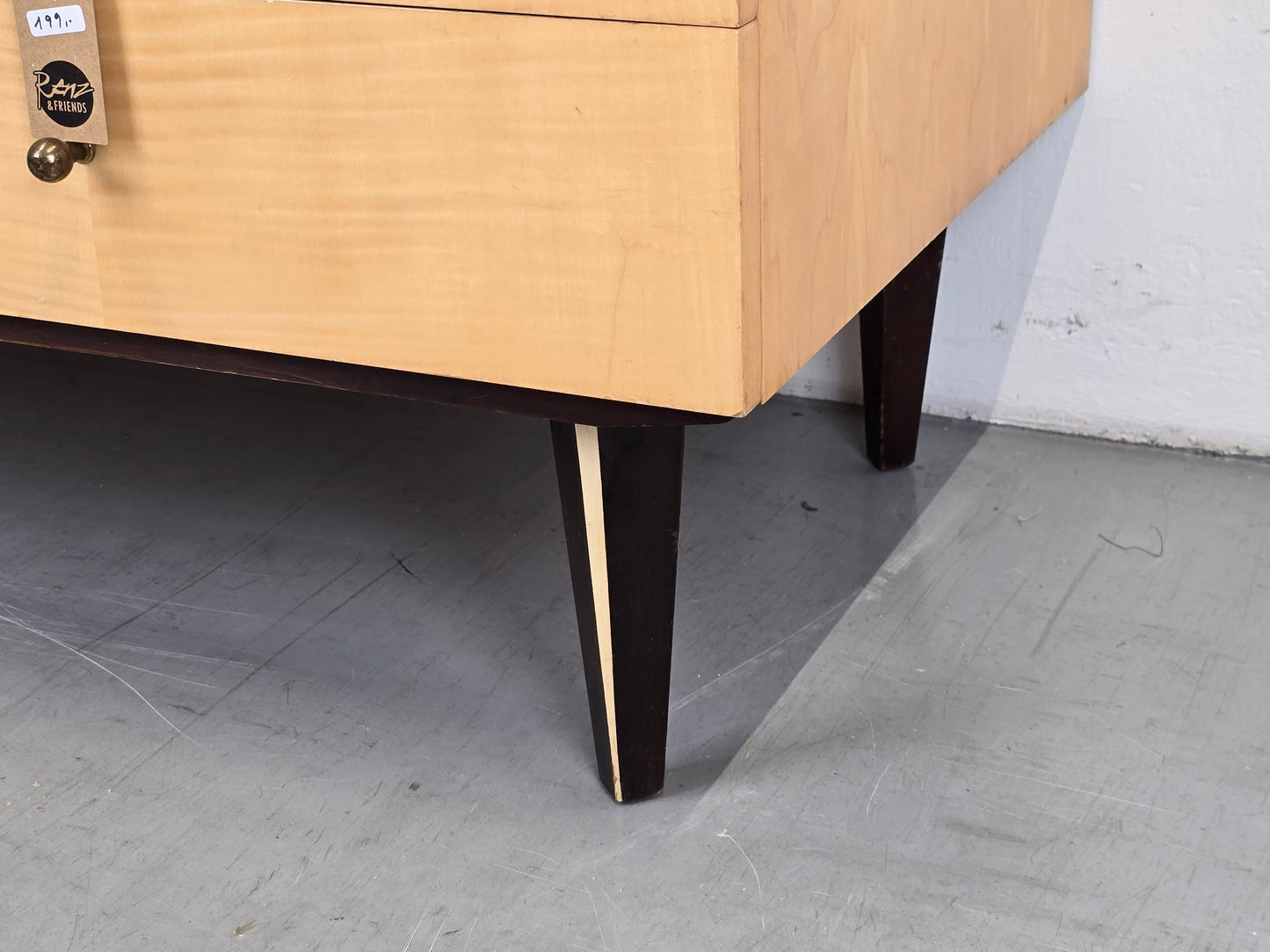 MID CENTURY TV LOWBOARD sideboard kommode holz beige vintage schubladen