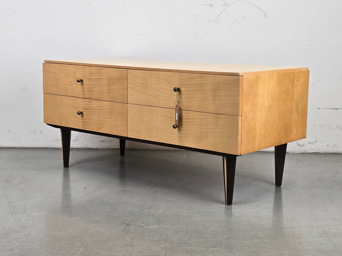 MID CENTURY TV LOWBOARD sideboard kommode holz beige vintage schubladen