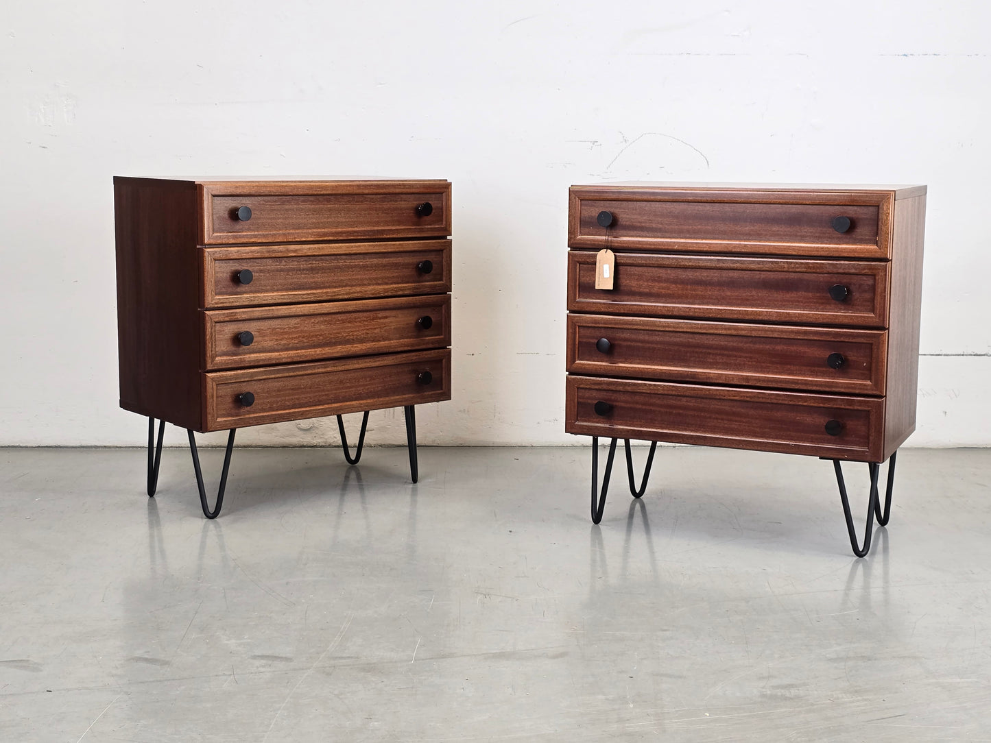 MID CENTURY NACHTTISCH SET 2er kommode schlafzimmer vintage holz schubladen mahagoni