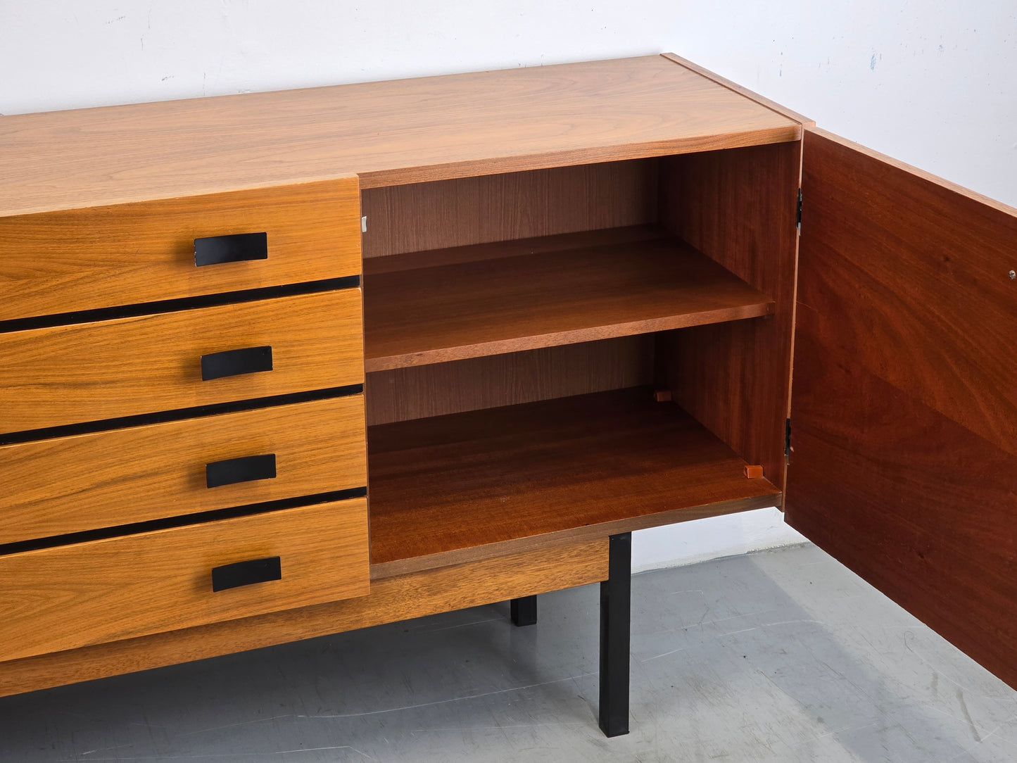MID CENTURY SIDEBOARD nussbaum holz tv board low kommode vintage 60s