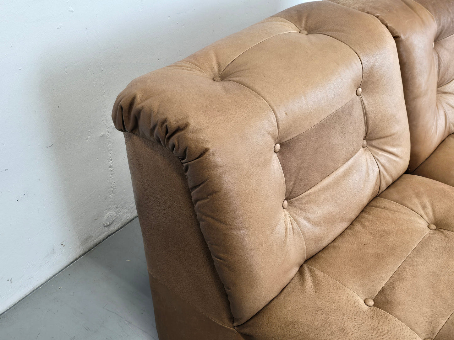 MID CENTURY SESSEL braun leder tv sofa couch wohnzimmer vintage