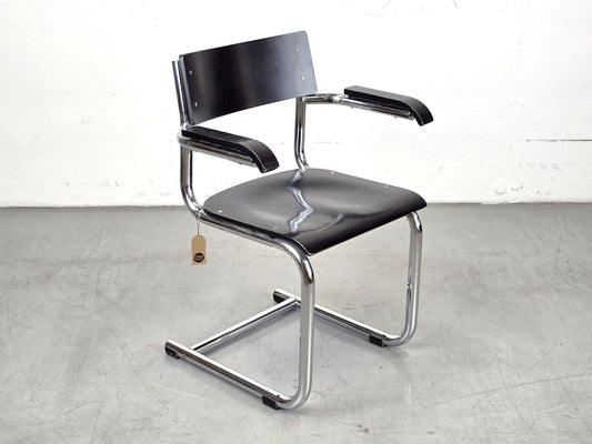 BAUHAUS STUHL schreibtisch esstisch esszimmer vintage s43 schwarz chrom mid century mart stam