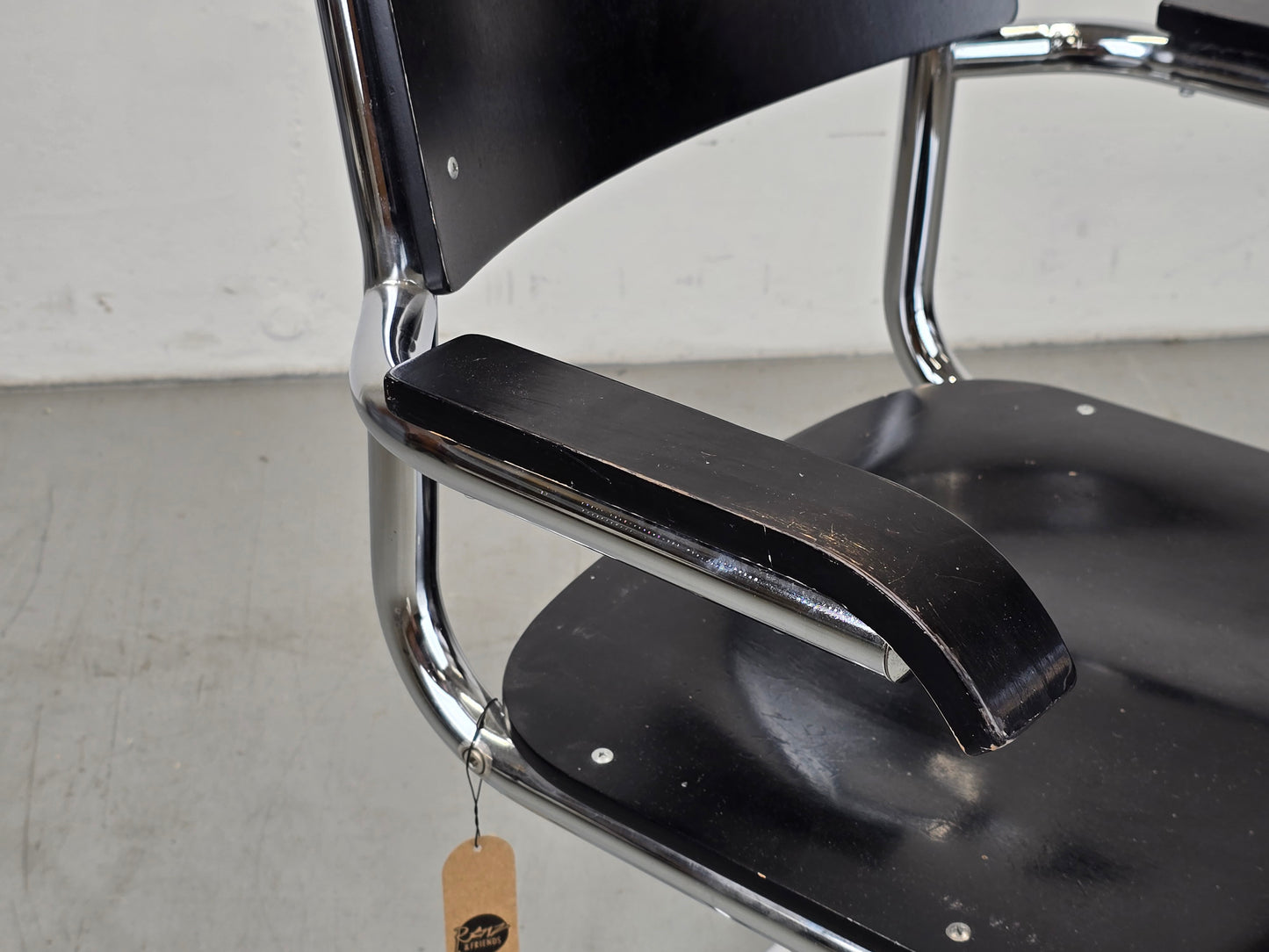 BAUHAUS STUHL schreibtisch esstisch esszimmer vintage s43 schwarz chrom mid century mart stam