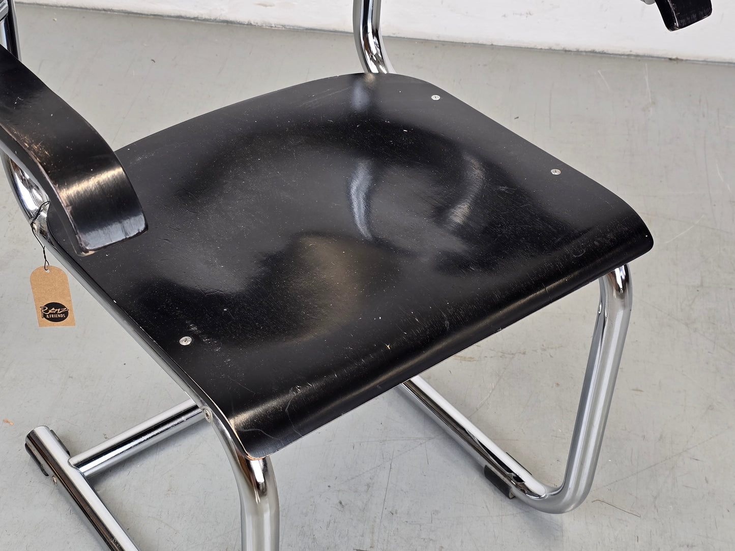 BAUHAUS STUHL schreibtisch esstisch esszimmer vintage s43 schwarz chrom mid century mart stam