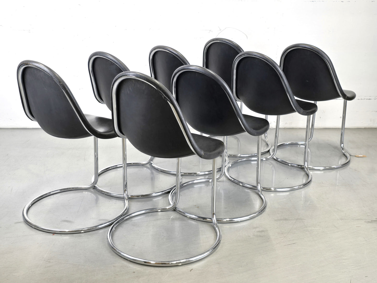 GIOTTO STOPPINO STUHL esszimmer küche bernini büro esstisch mid century schwarz leder chrom